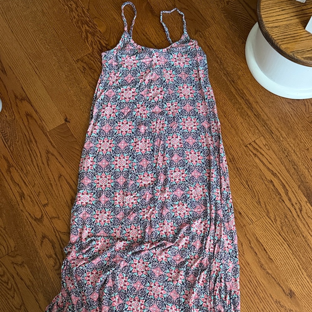 Floral Pink and Navy Slip Maxi Dress